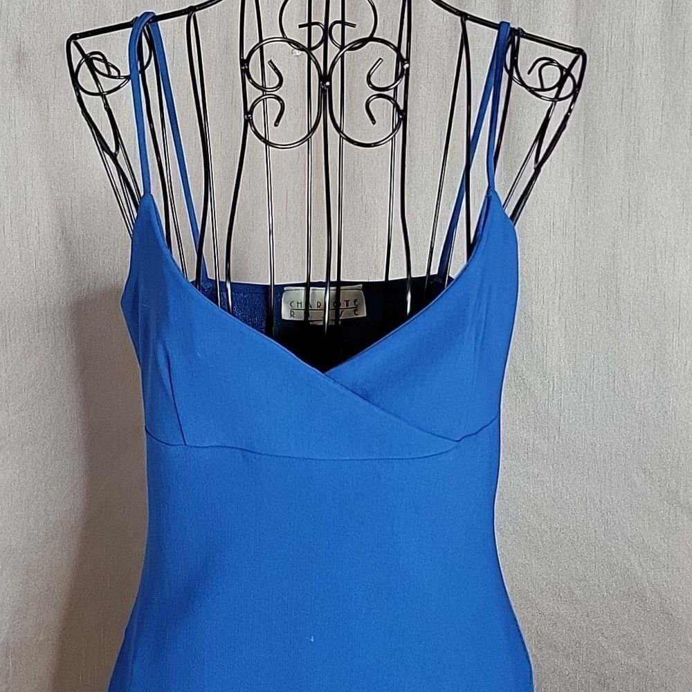 CHARLOTTE RUSSE Blue Spaghetti Straps Summer Dress Medium - Picture 2 of 6